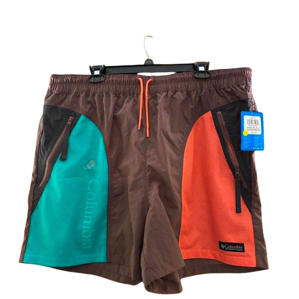 Columbia Riptide Retro Shorts Womens XXL Brown Teal 5in Omni-Shield Gorpcore